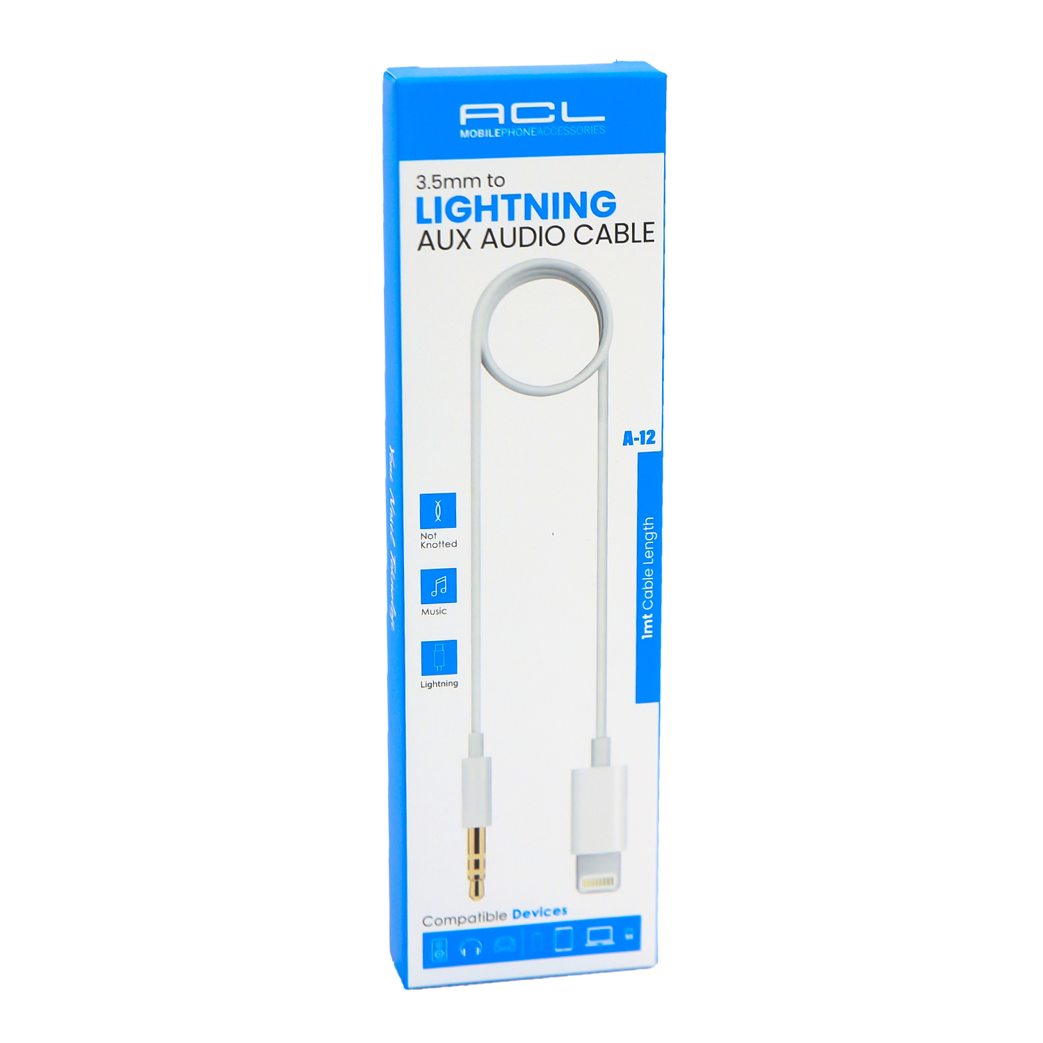 აუდიო კაბელი 3.5MM LIGHTNING AUX AUDIO CABLE A12 — როზეტები და ჩამრთველები